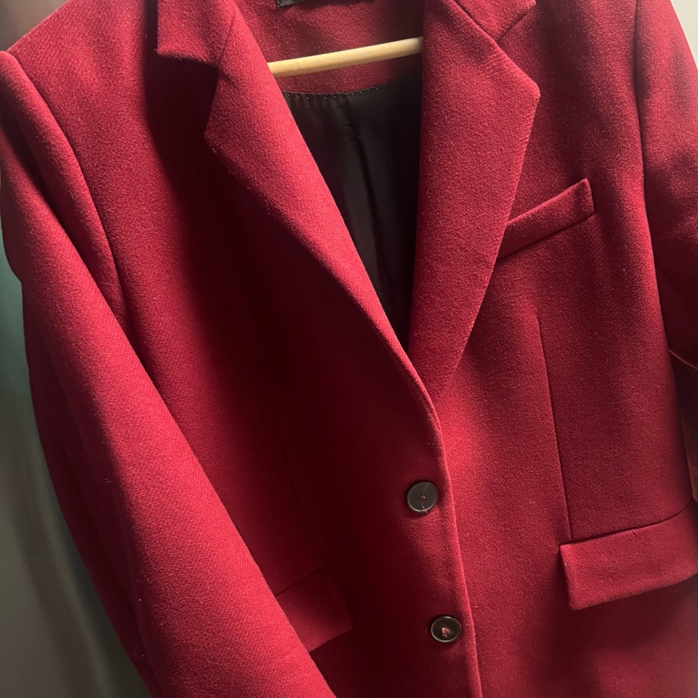 ZARA BURGUNDY Women's WOOL BLEND COAT